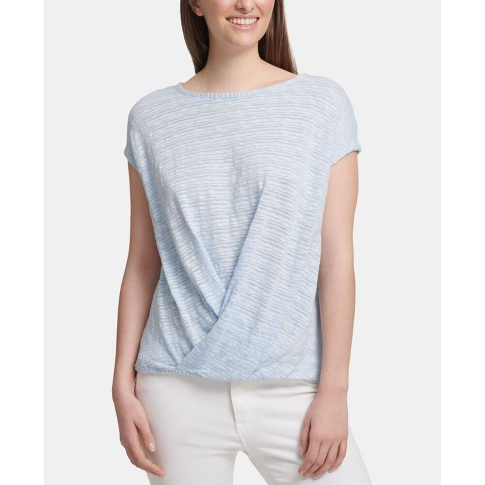 DKNY Twist Front Short Sleeve Top